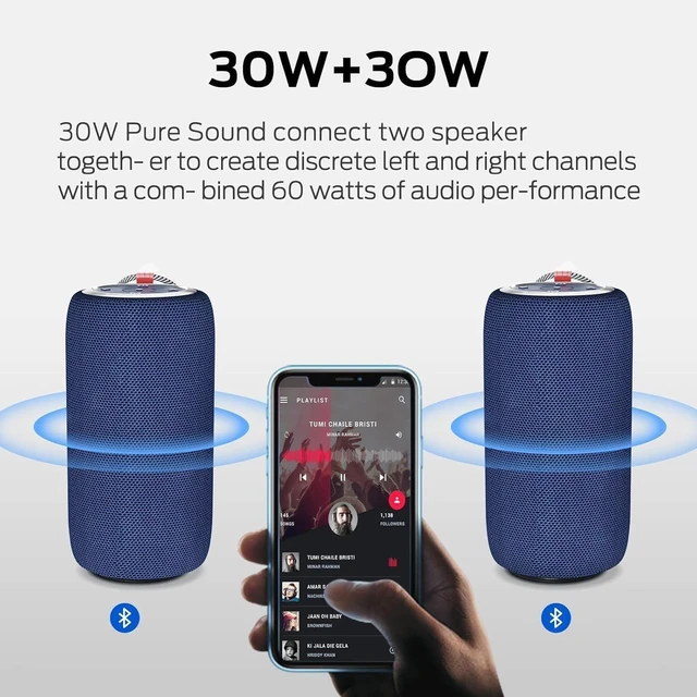 Alt view image 2 of 6 - S310 Upgraded Bluetooth Speaker, 30W Portable Speaker, 360° Stereo Sound with Punchy bass, TWS Pairing, IPX6 Waterproof, Bluetooth 5.2, 24H Playtime, Perfect for Outdoor, Beach, Party, Blue