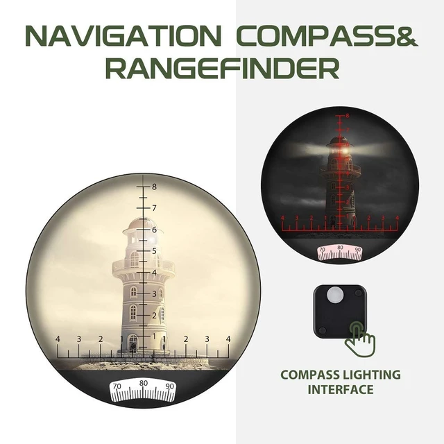 Alt view image 5 of 7 - 7x50 Waterproof Floating Marine Binocular w/Internal Rangefinder & Compass for Navigation,Boating,Bird Watching and More(Army Green