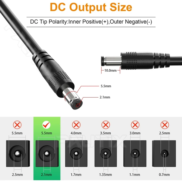 Alt view image 4 of 7 - 24V DC Power Supply Adapter 24Volt 7.5A 180W Output,AC to DC Converter Transformer 100-240V AC Input with 5.5 x 2.1mm US Plug for LED Strip, CCTV Camera(Black)