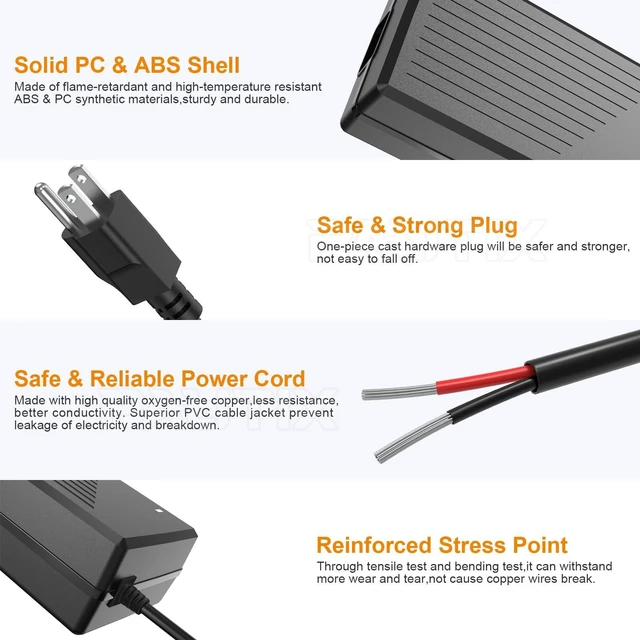 Alt view image 6 of 7 - 24V DC Power Supply Adapter 24Volt 7.5A 180W Output,AC to DC Converter Transformer 100-240V AC Input with 5.5 x 2.1mm US Plug for LED Strip, CCTV Camera(Black)