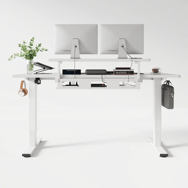 Alt view image 4 of 7 - Cable Management Under Desk Cable Tray Metal Raceway Wires Cable Tidy Organizer for Home Office Desk (White, 31.5x4.7in)