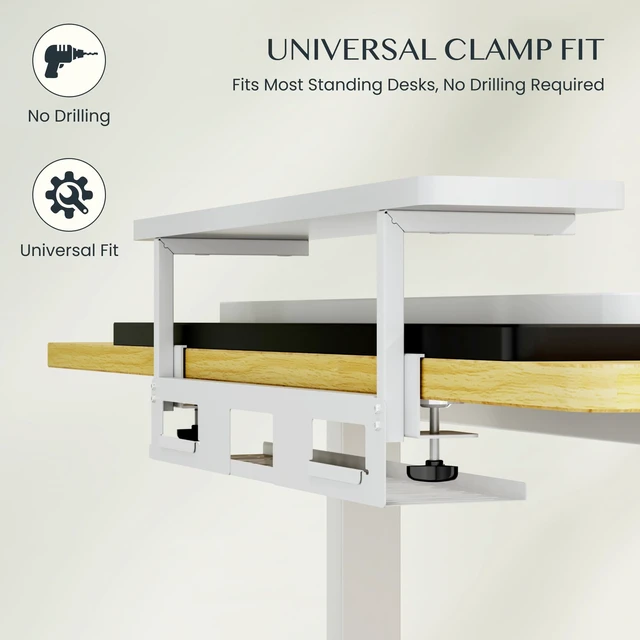 Alt view image 5 of 7 - Cable Management Under Desk Cable Tray Metal Raceway Wires Cable Tidy Organizer for Home Office Desk (White, 31.5x4.7in)