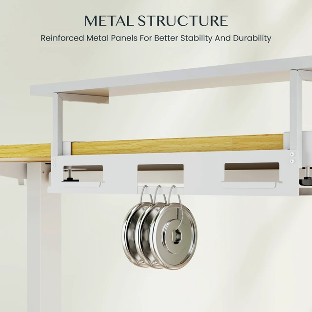 Alt view image 6 of 7 - Cable Management Under Desk Cable Tray Metal Raceway Wires Cable Tidy Organizer for Home Office Desk (White, 31.5x4.7in)