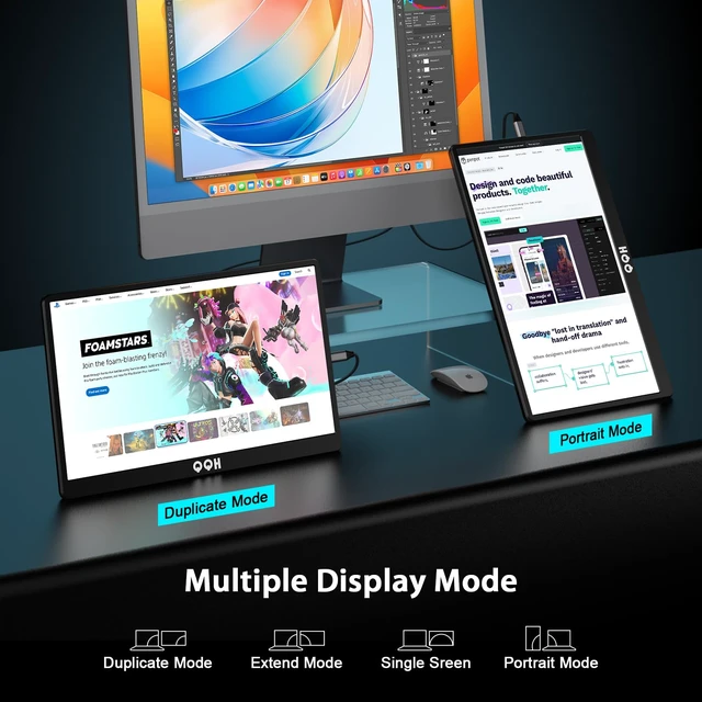 Alt view image 4 of 7 - Portable Monitor, 15.6" Portable Travel Monitor for Laptop 1080P FHD IPS Second Screen, USB C HDMI External Gaming Monitor Display for Computer Phone PC PS4 PS5 Xbox Switch (Z1-9)
