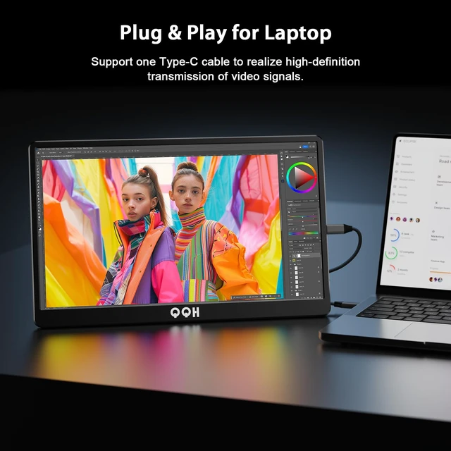 Alt view image 7 of 7 - Portable Monitor, 15.6" Portable Travel Monitor for Laptop 1080P FHD IPS Second Screen, USB C HDMI External Gaming Monitor Display for Computer Phone PC PS4 PS5 Xbox Switch (Z1-9)