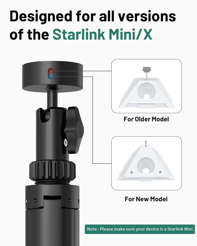 Alt view image 3 of 7 - Starlink Mini Aluminum Tripod Mount for All Starlink Mini Models Portable 360° Adjustable Height Starlink Mini Tripod Stand with Aluminum Tripod Adapter and Stakes for RV, Camping, Outdoor