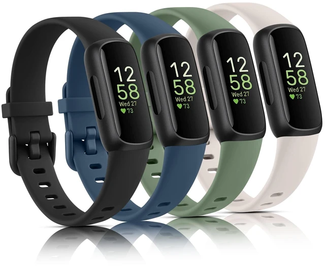 Main image of 4 Pack Bands Compatible with Fitbit Inspire 3 Bands for Women Men, Sport Silicone Adjustable Replacement Straps for Fitbit Inspire 3 Fitness Tracke