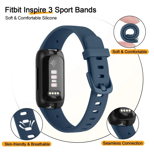 Alt view image 4 of 7 - 4 Pack Bands Compatible with Fitbit Inspire 3 Bands for Women Men, Sport Silicone Adjustable Replacement Straps for Fitbit Inspire 3 Fitness Tracke