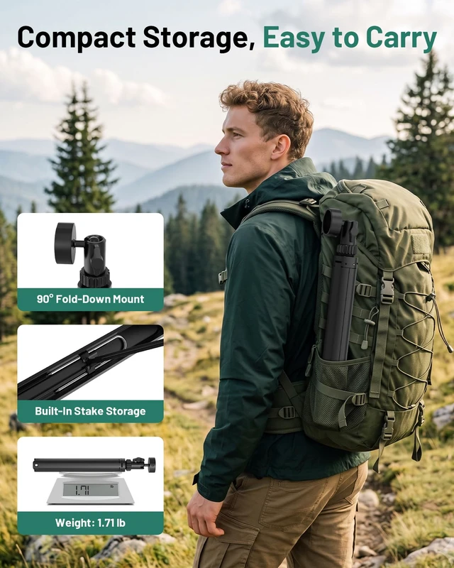 Alt view image 6 of 7 - Starlink Mini Aluminum Tripod Mount for All Starlink Mini Models Portable 360° Adjustable Height Starlink Mini Tripod Stand with Aluminum Tripod Adapter and Stakes for RV, Camping, Outdoor