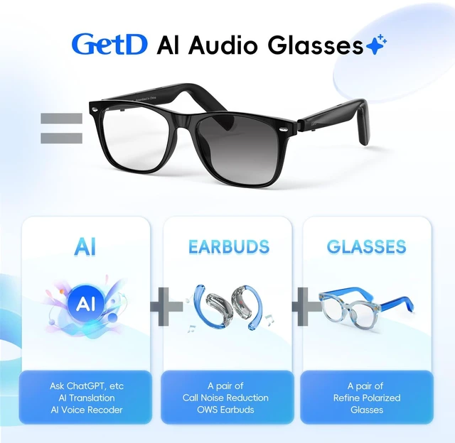Alt view image 6 of 7 - AI Glasses, Smart Glasses Powered by ChatGPT, Real-Time AI Translation Photochromic lens, AI translation in 145 languages, Handsfree calls, Immersive audio, Holds AI conversations