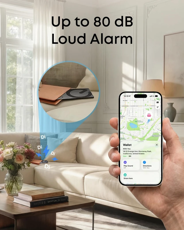 Alt view image 6 of 7 - SmartTrack Card E40, Works with iPhone iOS or Android, 1.7 mm Ultra-Thin, Wireless Charging, 80 dB Loud Alarm, Water-Resistant, Perfect for Wallets and Passports