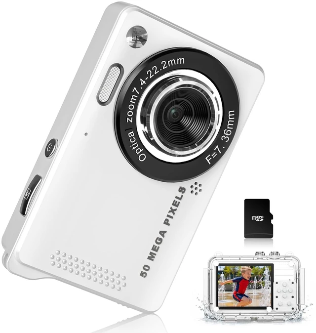 Main image of Kids Camera with Waterproof Case, 4K Vlogging Digital Camera 16X Zoom Autofocus, 50MP Underwater Toddler Camera for Travel, Swimming, Outdoor, Birthday Gifts for 5-16 Year Old Boys Girls