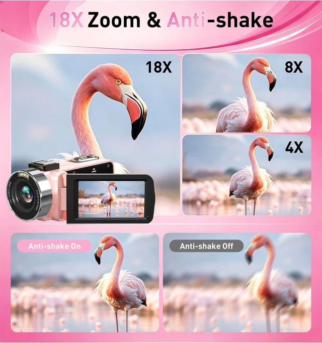 Alt view image 6 of 7 - 8K 80MP Video Camera Camcorder, Pink WiFi Vlogging Camera for YouTube
