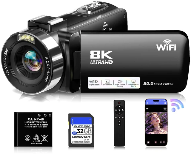 Main image of Video Camera Camcorder, 8K 80MP AutoFocus WiFi Vlogging Camera for YouTube