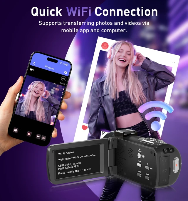 Alt view image 4 of 7 - Video Camera Camcorder, 8K 80MP AutoFocus WiFi Vlogging Camera for YouTube