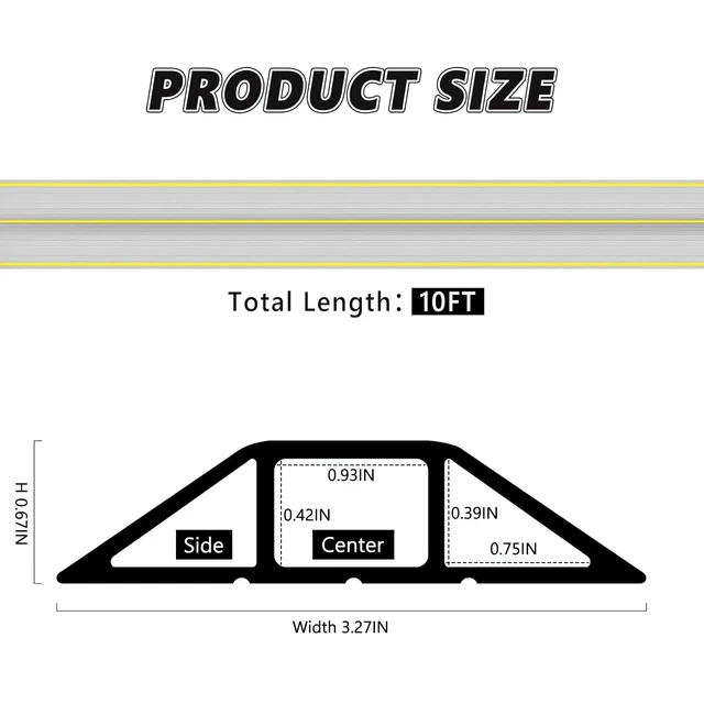 Alt view image 2 of 6 - 10Ft Cord Covers for Wires on Floor, 3-Channel PVC Floor Cable Cover for Small to Medium Wires, Anti-Slip Base with Yellow Warning Stripes, Indoor Floor Cord Cover for Home Office Events(Grey)