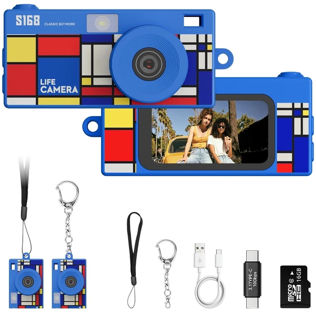 Main image of Mini Keychain Digital Camera, 16GB Card, Y2K Retro Tiny Camera 1440P Video, 2MP Photos, 1.47-Inch IPS Screen, Built-In Flash, Filters, Pocket Size for Kids, Teens, Travel and Vlogging