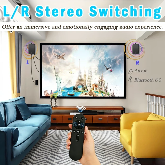 Alt view image 3 of 7 - Bluetooth Outdoor Speaker / 400W Stereo Channe/Active Passive Wall Mount Speaker/with Bluetooth and an AUX Input/Wireless Sync Sound System for Porch, Patio, Garage, Gazebo, Pool