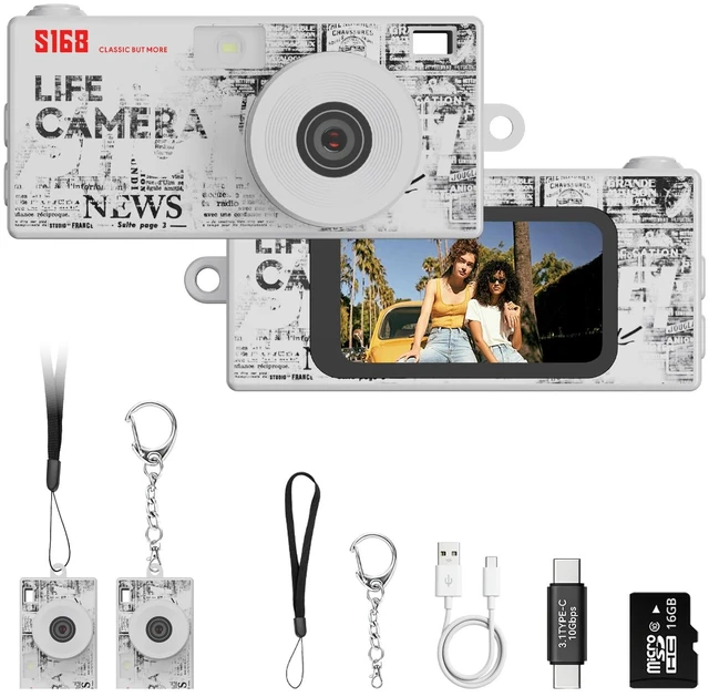 Main image of Mini Keychain Digital Camera, 16GB Card, Y2K Retro Tiny Camera 1440P Video, 2MP Photos, 1.47-Inch IPS Screen, Built-In Flash, Filters, Pocket Size for Kids, Teens, Travel and Vlogging