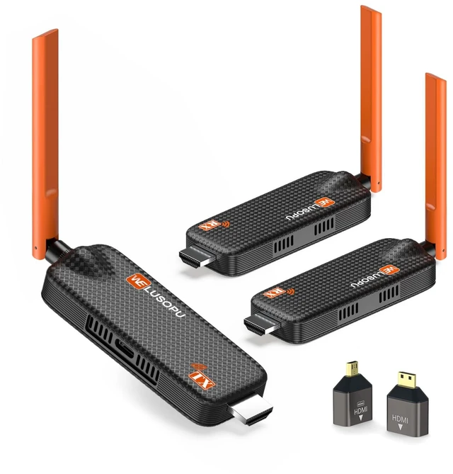 Main image of Wireless HDMI Transmitter and 2 Receivers, 4K/1080P, 5.8G, 656FT Up to 6 RXs HDMI Splitter for Streaming Video & Audio from Laptop, PC, CCTV, Cable Box to Multiple TVs, Monitors, Projectors