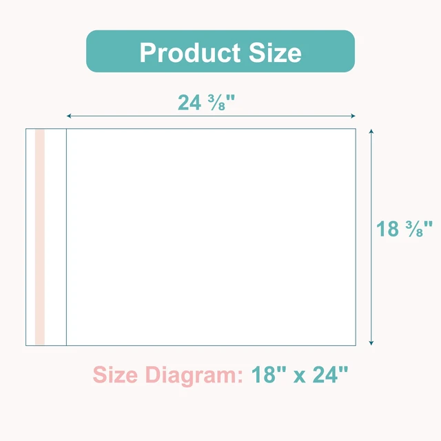 Alt view image 2 of 7 - 100 Pack Acid-Free Crystal Clear Sleeves Storage Bags for 18x24 Art Prints Pictures, Photos, Frame Mats (Bag Size: 18 1/2" x24 2/5")