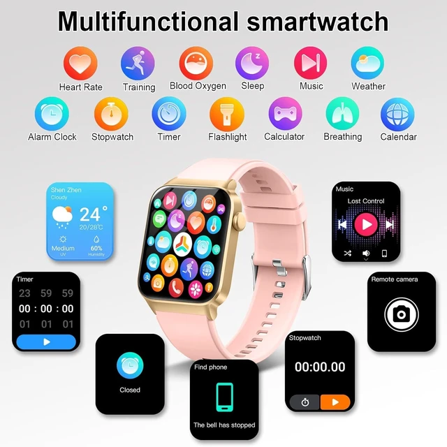 Alt view image 6 of 7 - Smart Watch for Men Women, 1.85"Smartwatch with Answer/Make Call Watches Fitness Tracker with 100+ Sport Modes, IP68 Waterproof, Heart Rate/Sleep Monitor/Pedometer, Activity Tracker for Android iOS