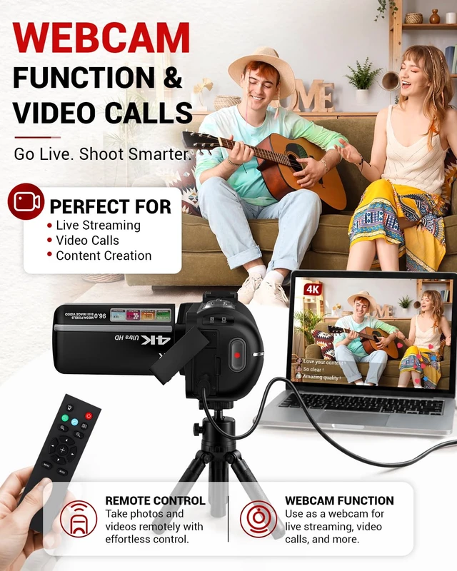 Alt view image 5 of 7 - 4K Video Camera Camcorder 96MP Vlogging Camera for YouTube and Beginners 3.0" 270° Touch Screen,Night Vision,18x Digital Zoom,Remote Control,32GB Card & 2 Batteries,Creator Combo for Beginners Teens