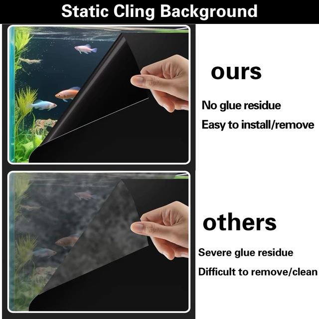Alt view image 4 of 6 - Black Aquarium Background Film, Static Cling PVC, 23.6" H × 78.7" W Glue-Free Static Cling Easy to Apply No Residue Blocks Rear Light Makes Fish Colors Stand Out Reusable