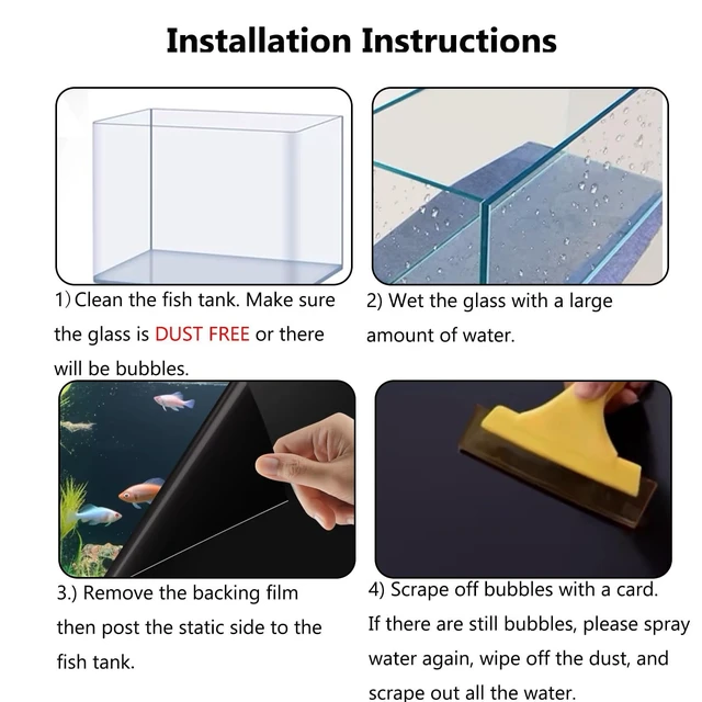 Alt view image 6 of 6 - Black Aquarium Background Film, Static Cling PVC, 23.6" H × 78.7" W Glue-Free Static Cling Easy to Apply No Residue Blocks Rear Light Makes Fish Colors Stand Out Reusable
