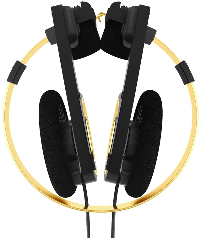 Alt view image 2 of 7 - Porta Pro Limited Edition Retro Style On-Ear Headphones, Black Gold In-Line Microphone, Volume Control and Touch Remote, Includes Hard Carry Case, Wired 3.5mm Plug