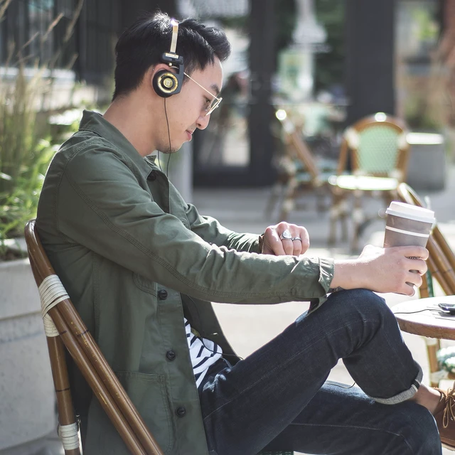 Alt view image 6 of 7 - Porta Pro Limited Edition Retro Style On-Ear Headphones, Black Gold In-Line Microphone, Volume Control and Touch Remote, Includes Hard Carry Case, Wired 3.5mm Plug