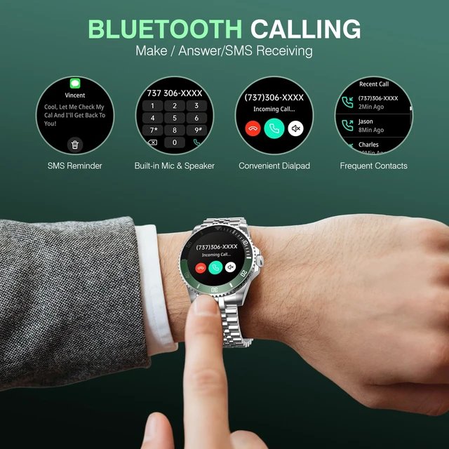 Alt view image 5 of 7 - GPT Smart Watch for Men with Bluetooth Call, Fitness Tracker, IP67, 44mm 1.19" AMOLED, 24/7 Heart Rate/Blood Oxygen/Blood Pressure/Sleep Monitor, 107 Sports Modes, Activity Tracker, Android iOS