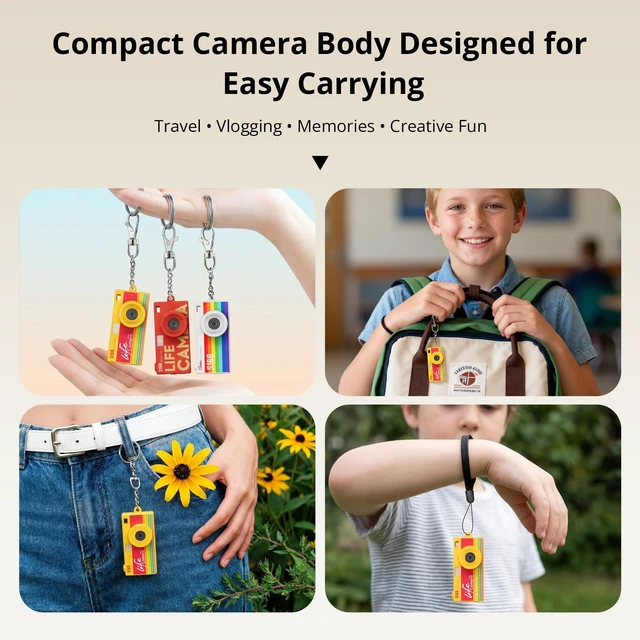 Alt view image 4 of 7 - Mini Keychain Digital Camera, 16GB Card, Y2K Retro Tiny Camera 1440P Video, 2MP Photos, 1.47-Inch IPS Screen, Built-In Flash, Filters, Pocket Size for Kids, Teens, Travel and Vlogging