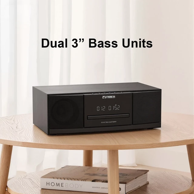 Alt view image 3 of 7 - Bluetooth CD Player for Home Stereo System with FM Radio, Remote Control 36W RMS Clear Stereo Sound, USB/AUX Input, Retro Wooden Design, Ideal Gift for Seniors & Music Lovers (No Clock or Alarm)