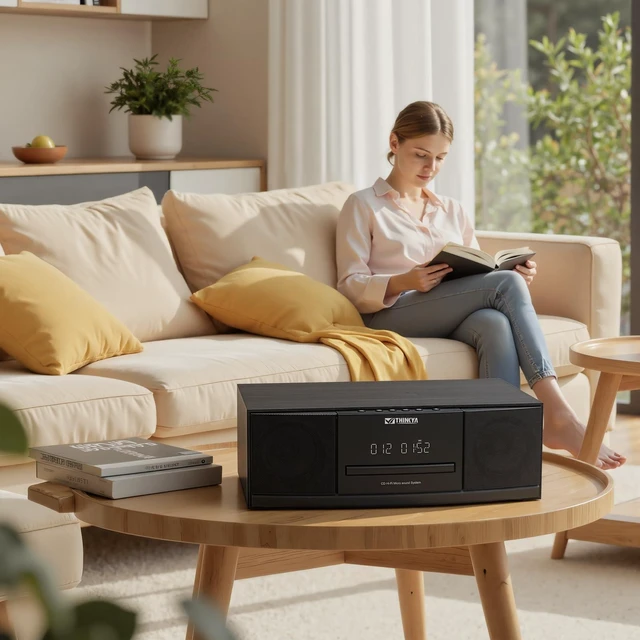 Alt view image 6 of 7 - Bluetooth CD Player for Home Stereo System with FM Radio, Remote Control 36W RMS Clear Stereo Sound, USB/AUX Input, Retro Wooden Design, Ideal Gift for Seniors & Music Lovers (No Clock or Alarm)