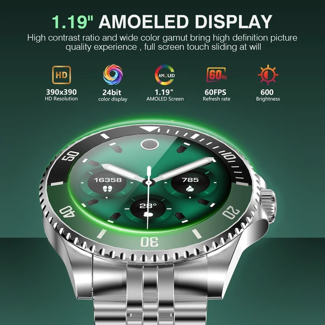 Alt view image 7 of 7 - GPT Smart Watch for Men with Bluetooth Call, Fitness Tracker, IP67, 44mm 1.19" AMOLED, 24/7 Heart Rate/Blood Oxygen/Blood Pressure/Sleep Monitor, 107 Sports Modes, Activity Tracker, Android iOS