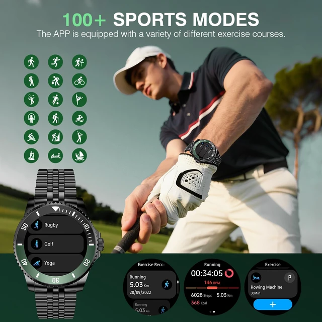 Alt view image 4 of 7 - Smart Watch for Men, Answer/Make Call, Fitness Tracker, Waterproof, 44mm 1.19" AMOLED Display, 24/7 Heart Rate/Blood Oxygen/Blood Pressure/Sleep Monitor, 107 Sports Modes, Compatible Android iPhone