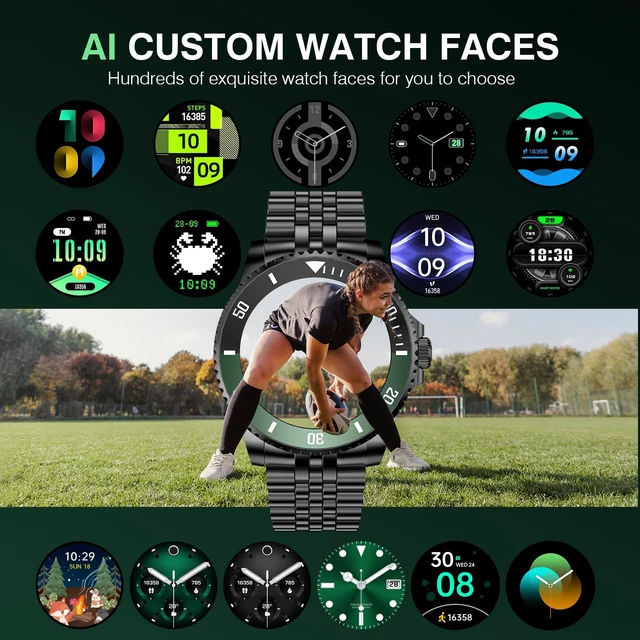 Alt view image 6 of 7 - Smart Watch for Men, Answer/Make Call, Fitness Tracker, Waterproof, 44mm 1.19" AMOLED Display, 24/7 Heart Rate/Blood Oxygen/Blood Pressure/Sleep Monitor, 107 Sports Modes, Compatible Android iPhone