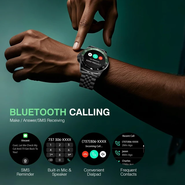 Alt view image 5 of 7 - Smart Watch for Men, Answer/Make Call, Fitness Tracker, Waterproof, 44mm 1.19" AMOLED Display, 24/7 Heart Rate/Blood Oxygen/Blood Pressure/Sleep Monitor, 107 Sports Modes, Compatible Android iPhone