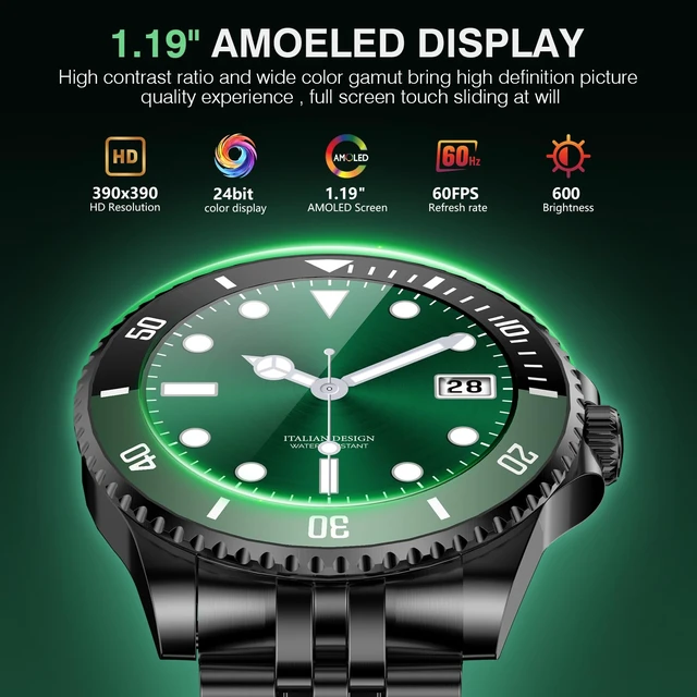 Alt view image 7 of 7 - Smart Watch for Men, Answer/Make Call, Fitness Tracker, Waterproof, 44mm 1.19" AMOLED Display, 24/7 Heart Rate/Blood Oxygen/Blood Pressure/Sleep Monitor, 107 Sports Modes, Compatible Android iPhone