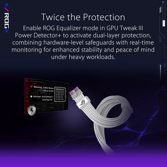 Alt view image 6 of 7 - ROG Equalizer White Edition 12V-2x6 PCIe Cable (ATX 3.1 & PCIe 5.1, Load Balance PSU-to-ROG Equalizer Power, Reduction of Current Variation, Enhanced Graphics Card Protection)