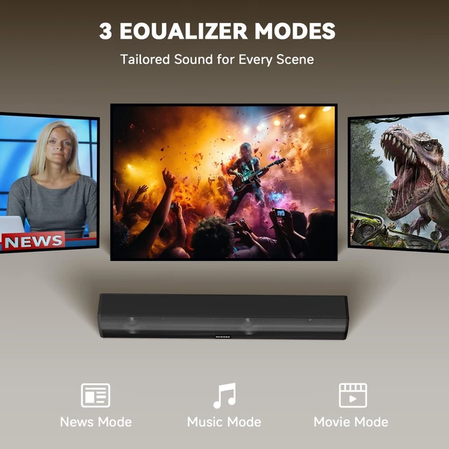 Alt view image 4 of 7 - Home Theater Sound Bar Subwoofer, Sound Bar Bluetooth Surround Speakers, TV Speakers Sound Bars Bluetooth Hdmi(ARC) Optical Coaxial AUX USB 2.1ch Home Audio Sound System TV PC Wall MountS, Black