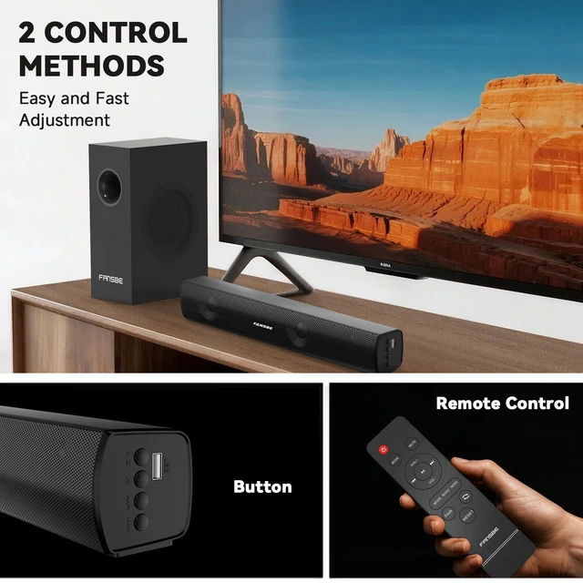 Alt view image 6 of 7 - Home Theater Sound Bar Subwoofer, Sound Bar Bluetooth Surround Speakers, TV Speakers Sound Bars Bluetooth Hdmi(ARC) Optical Coaxial AUX USB 2.1ch Home Audio Sound System TV PC Wall MountS, Black