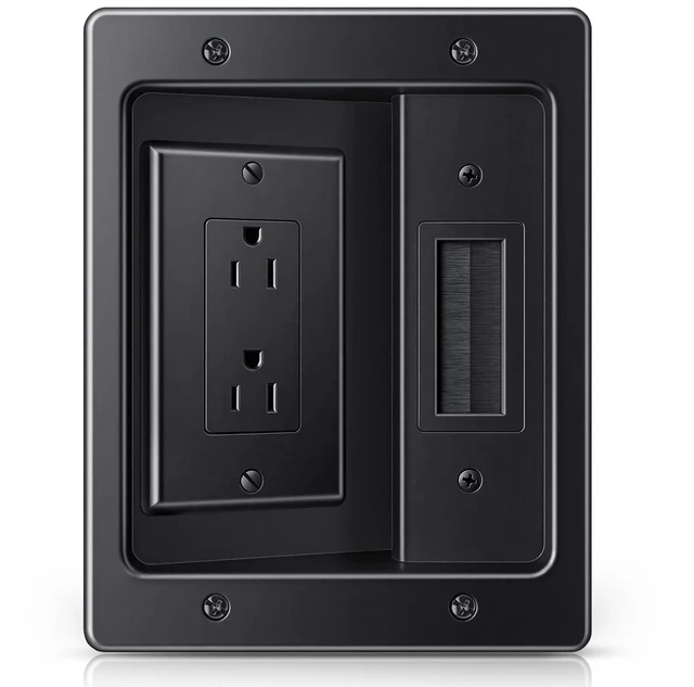 Main image of in Wall Cable Management Kit, Wall Cable Concealer Kit for TV, Recessed Outlet for Low Voltage Cables, Cord Hider Fits All Plugs for Wall Mounted TV & Cable Pass Through, Black