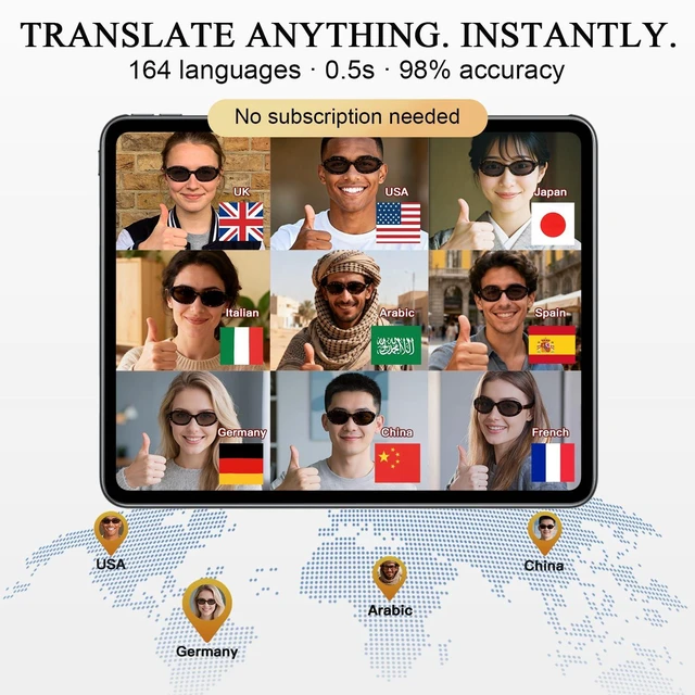 Alt view image 7 of 7 - AI Smart Glasses, Fashion Bluetooth Glasses Cat Eye Frame Thin Temples Tortoise Bluetooth Sunglasses with AI Translation, Free App, Polarized Lenses for Travel, Shopping & Daily Wear