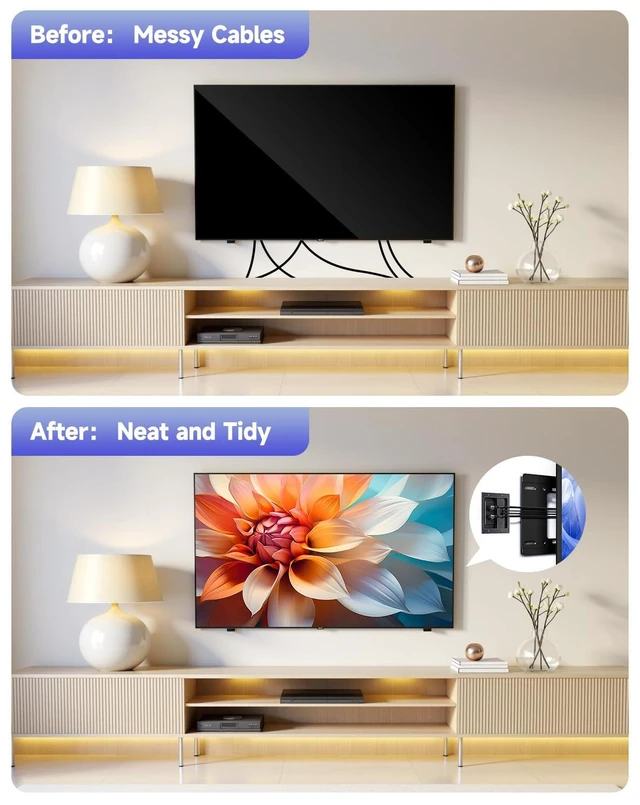 Alt view image 6 of 7 - in Wall Cable Management Kit, Wall Cable Concealer Kit for TV, Recessed Outlet for Low Voltage Cables, Cord Hider Fits All Plugs for Wall Mounted TV & Cable Pass Through, Black