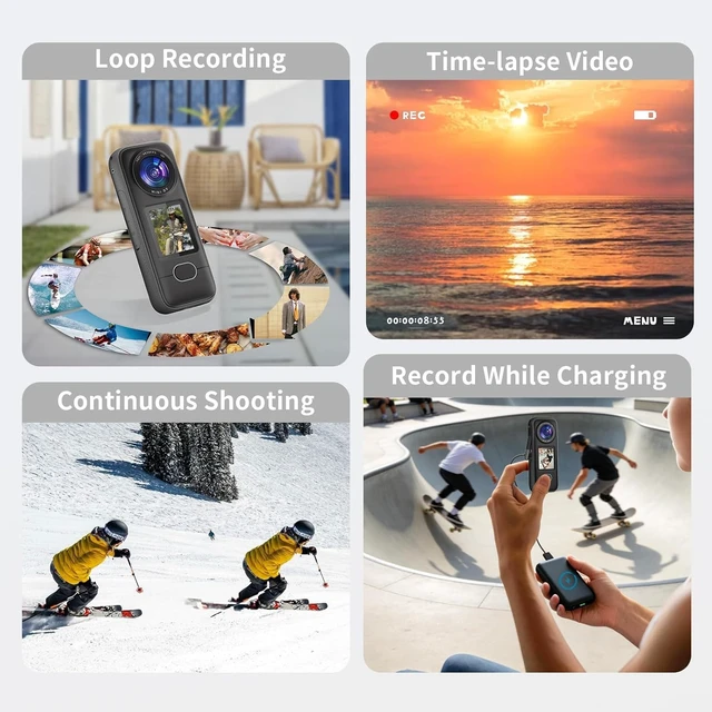 Alt view image 4 of 7 - 4K Action Camera, 3.5Hrs Battery Life Body Camera Hands-Free Recording, IPX6 Waterproof Portable Vlogging Camera with 1.4" HD Screen, Video Recorder with WiFi for Travel, Cycling, Motorcycle, Bloggers