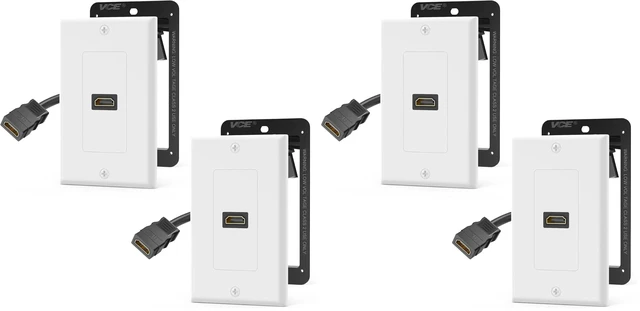 Main image of 4K HDMI Outlet Wall Plate 1-Port Kit, with Mounting Bracket, 4 Pack
