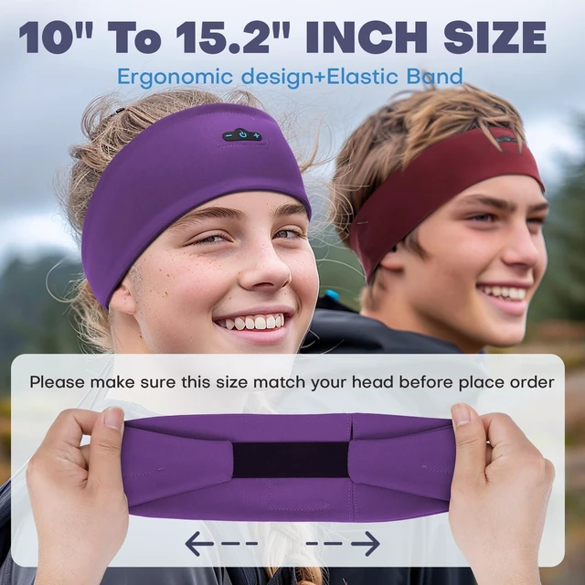 Alt view image 6 of 7 - Sleep Headphones Bluetooth Headband for Side Sleeper, 17H Playtime, Wireless Headband Headphones with HD Stereo Speakers for Workout,Running,Yoga, Ideal Gifts for Men, Women, Teens, Black + Purple