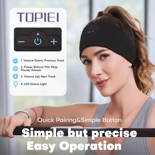 Alt view image 5 of 7 - Sleep Headphones Bluetooth Headband for Side Sleeper 2 Pack, 17H Playtime, Wireless Headband Headphones with HD Stereo Speakers for Workout,Running,Yoga, Ideal Gifts for Men, Women, Teens, 2Black